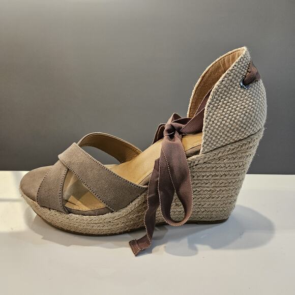 Torrid Womens Wrap Wedge Espidrilles Sandals Brown Size 10.5WW READ - Picture 1 of 12